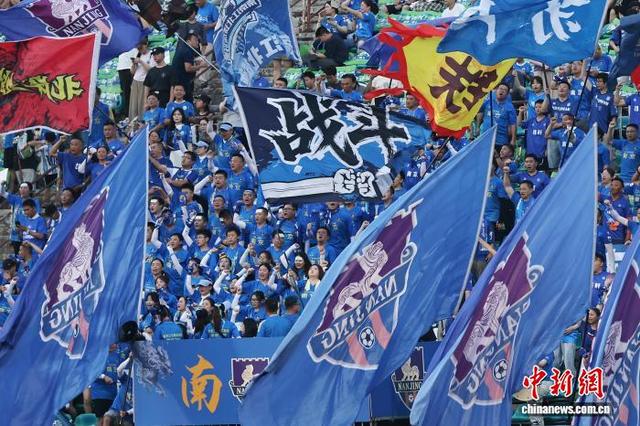 图为南京队球迷为比赛摇旗呐喊。中新社记者 泱波 摄